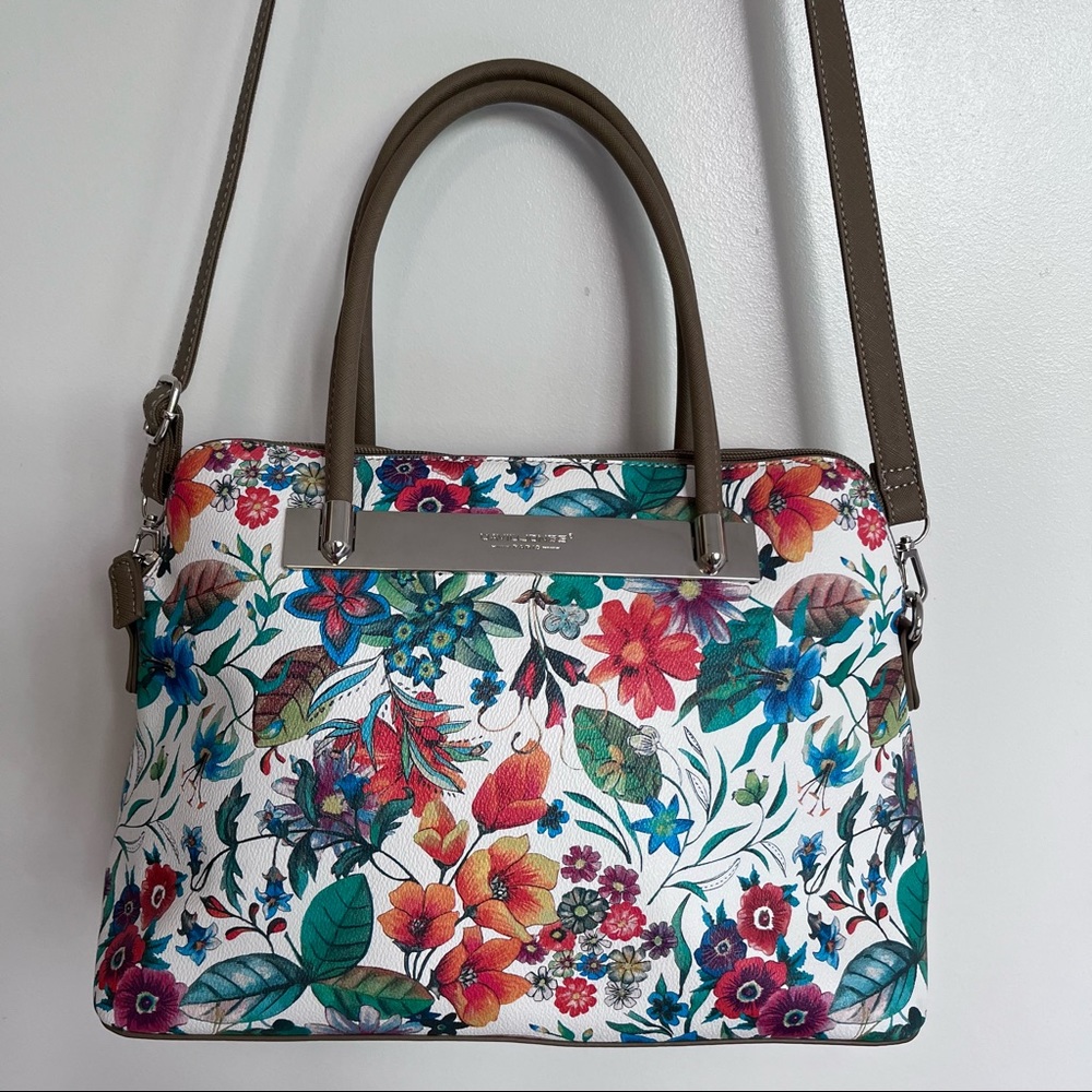 David Jones Paris Floral Vegan Removable Strap Purse
